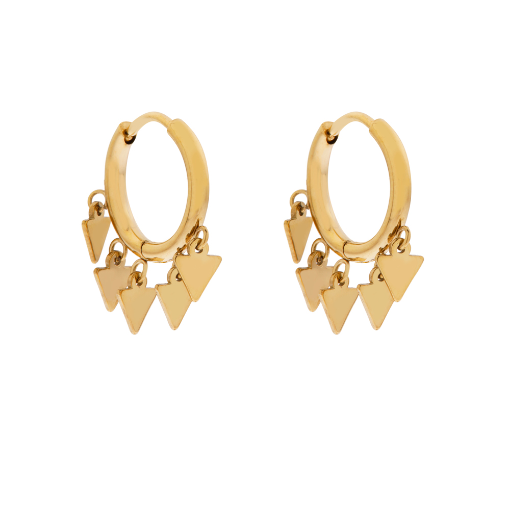 Earrings hoop many triangles gold