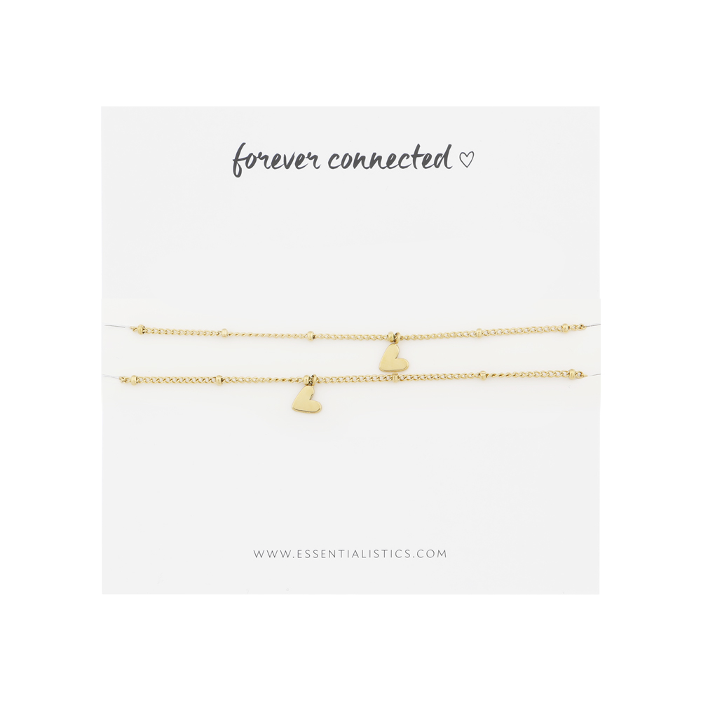 Bracelets set share - Forever connected - tilted heart - gold