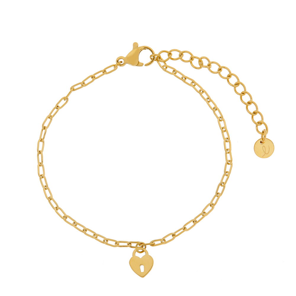 Armband bedel slotje goud