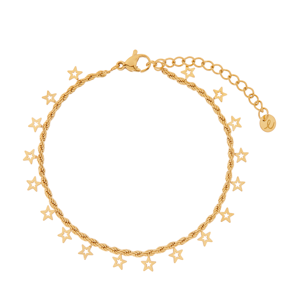 Bracelet many open stars gold