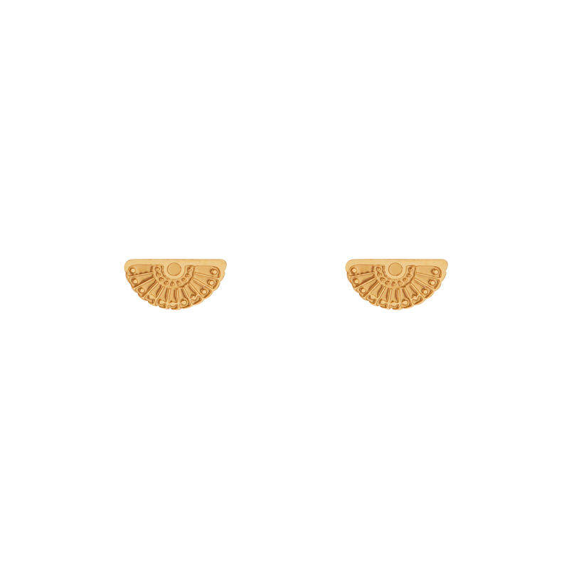 Stud earrings fan gold