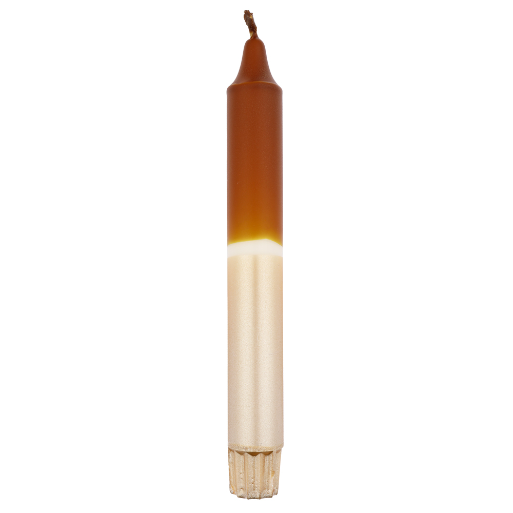 Dip dye dinner candle brown/white/champagne