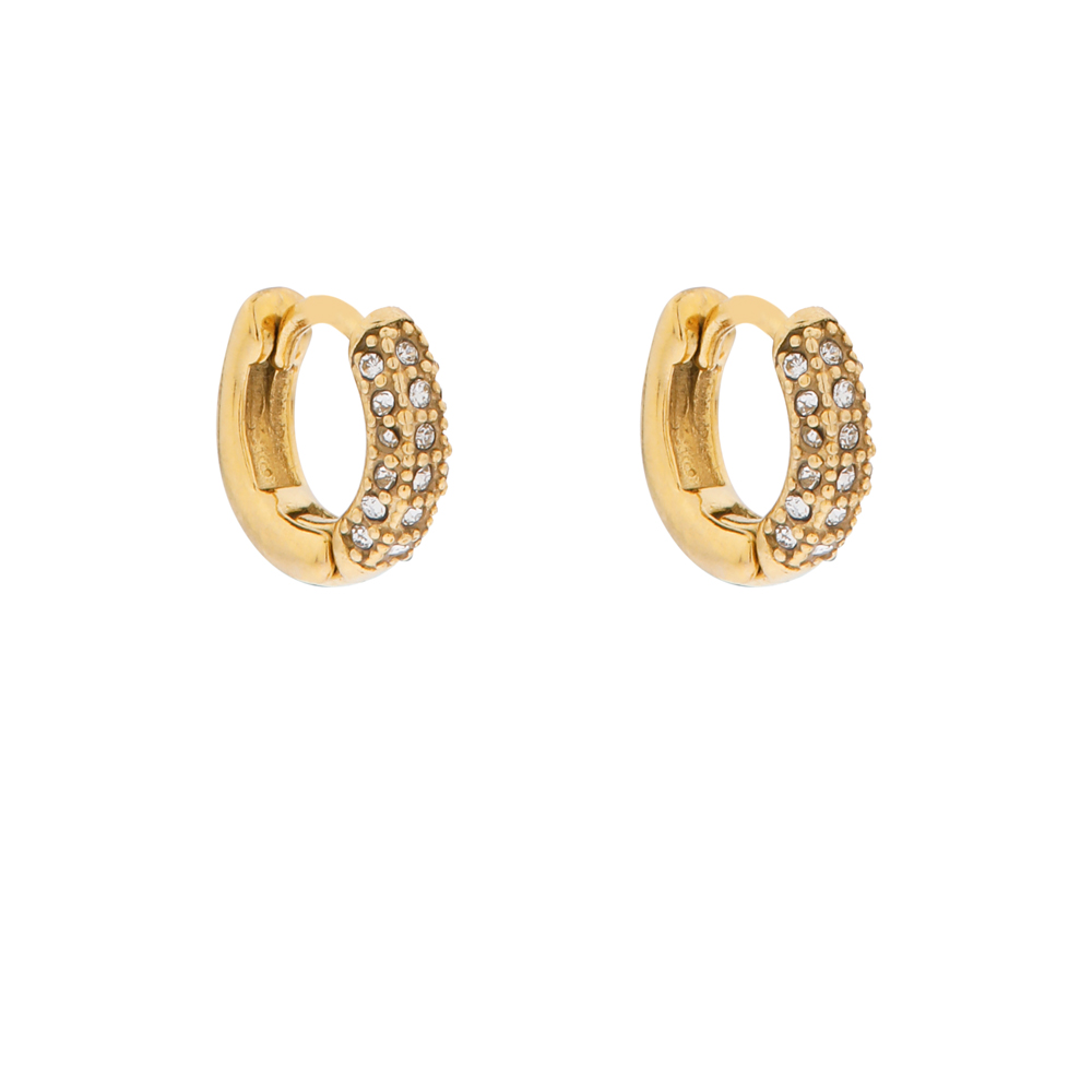 Earrings hoop stones gold