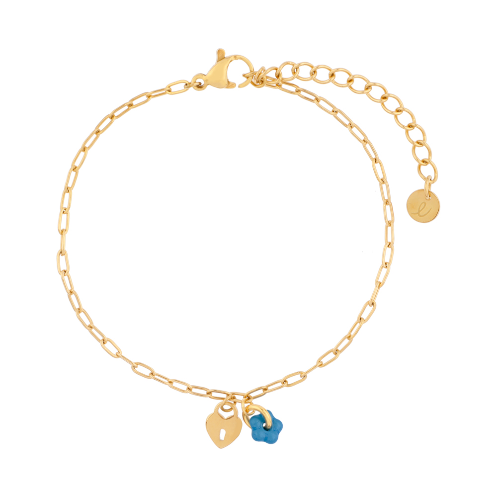 Armband minimalistisch flower lock blauw