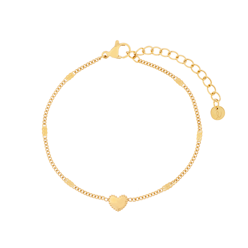 Bracelet charm dots heart gold