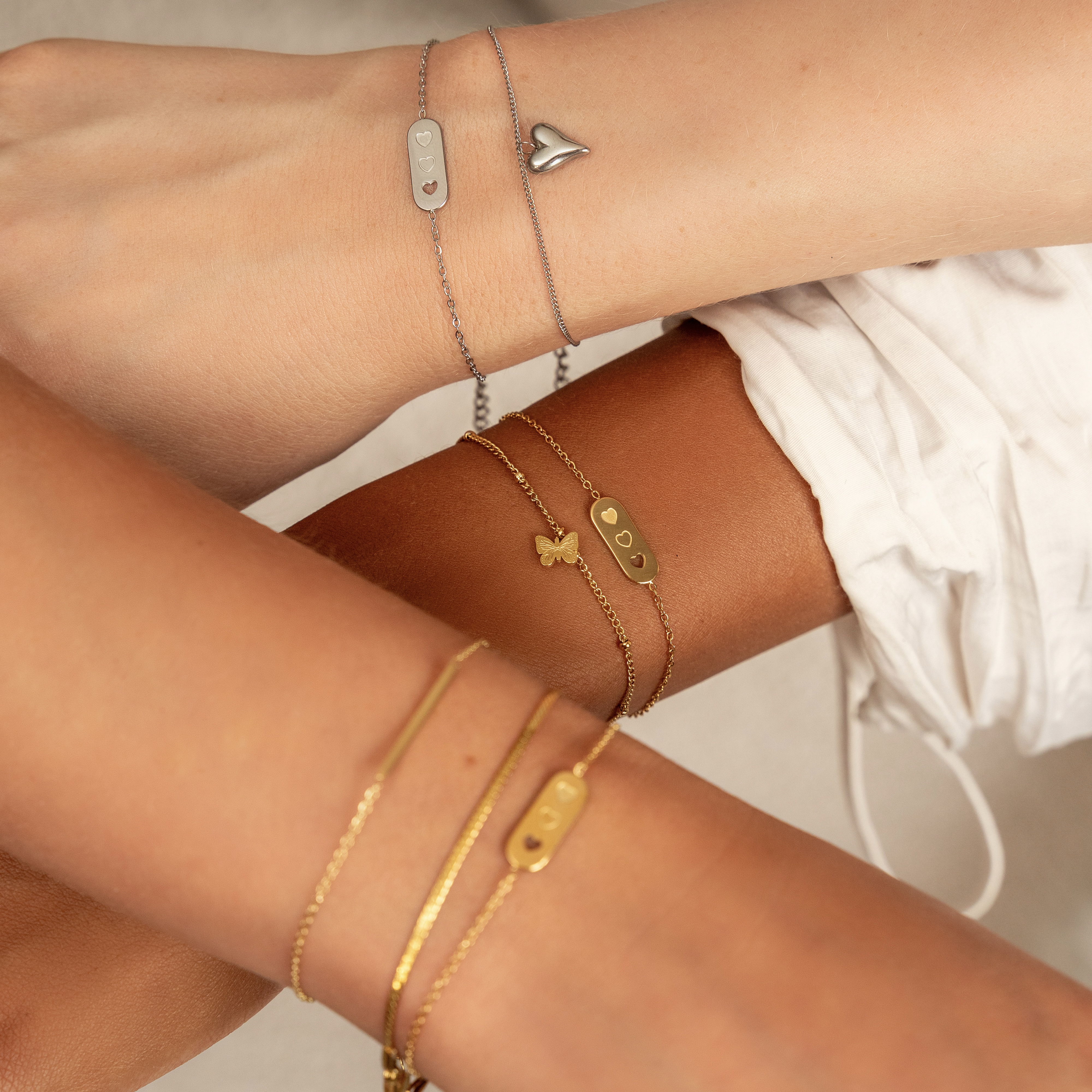 Armband om te delen 3 hartjes