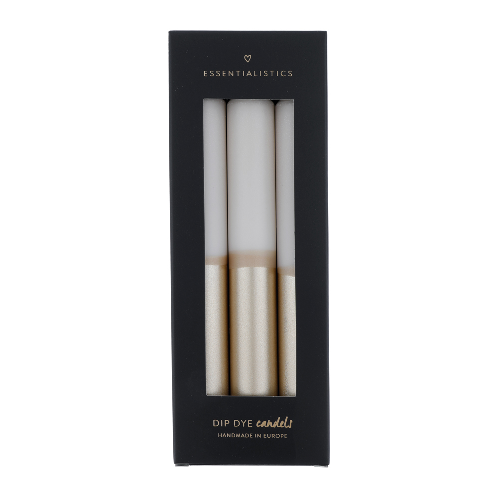 Dip dye dinner candle 3 pieces beige/champagne 