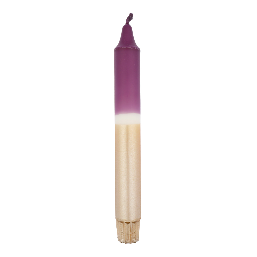 Dip dye dinner candle purple/white/champagne