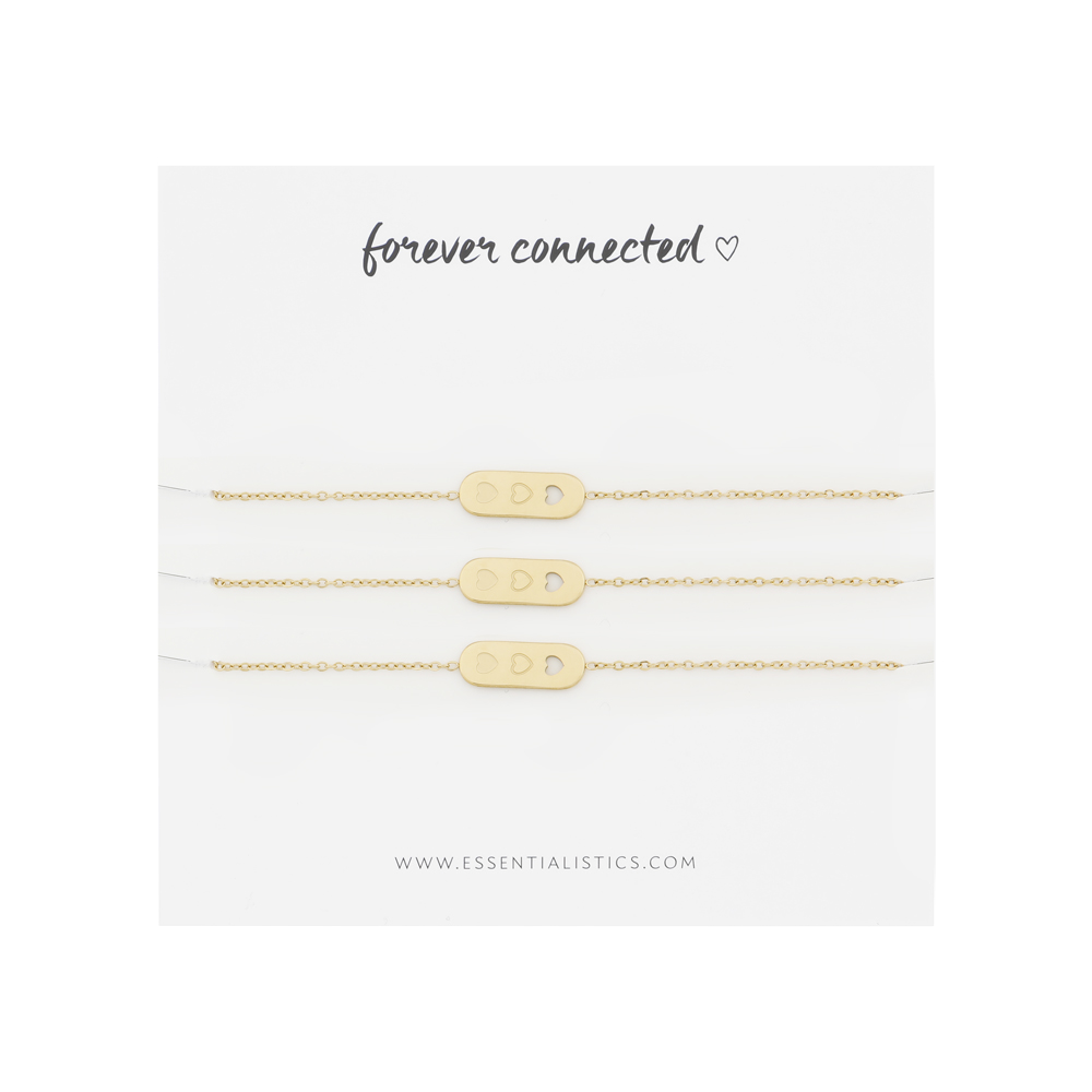 Bracelets set share - Forever connected - 3 hearts - gold