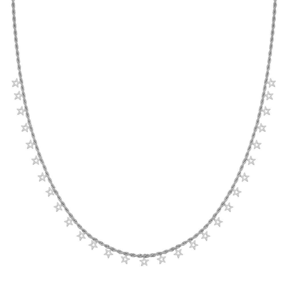 Necklace many open stars silver