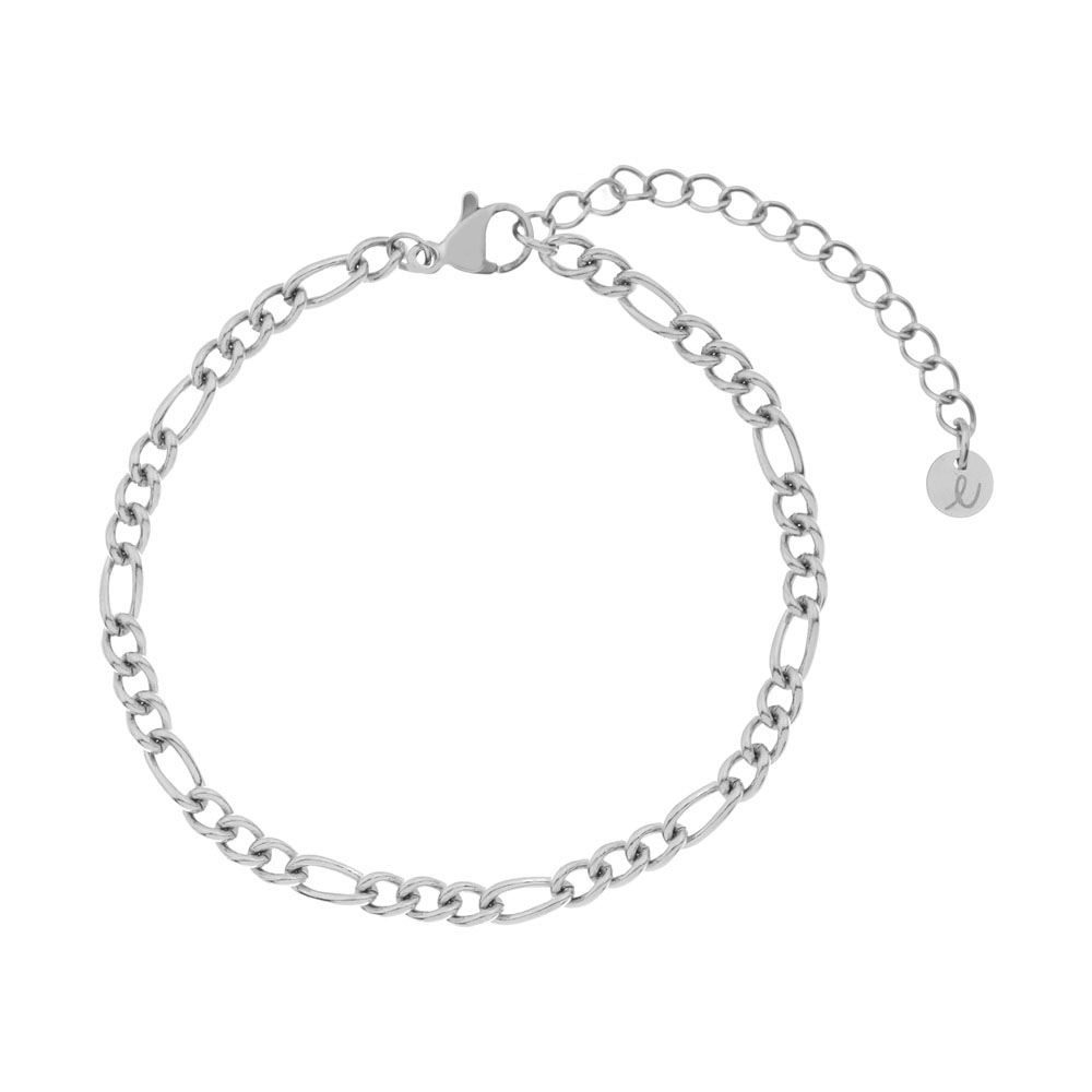 Armband basic open gemixte schakels zilver