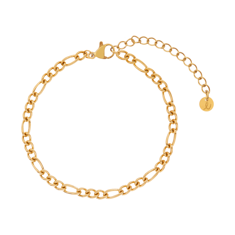 Armband basic open gemixte schakels goud