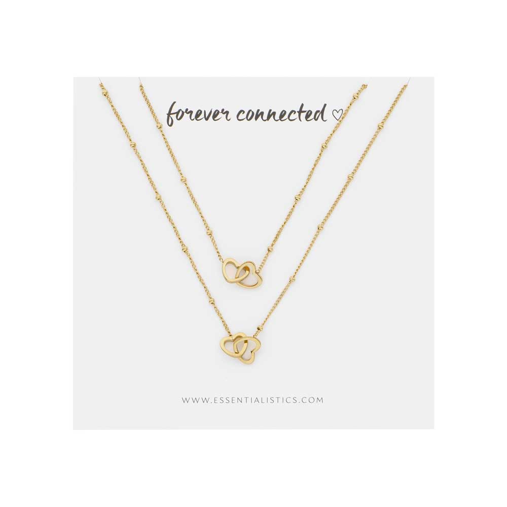 Necklace set share - Forever connected - hearts - gold