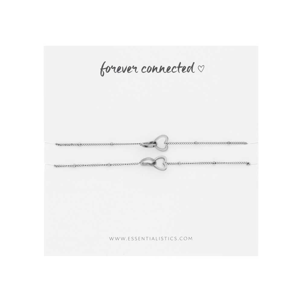 Bracelets set share - Forever connected - hearts - silver